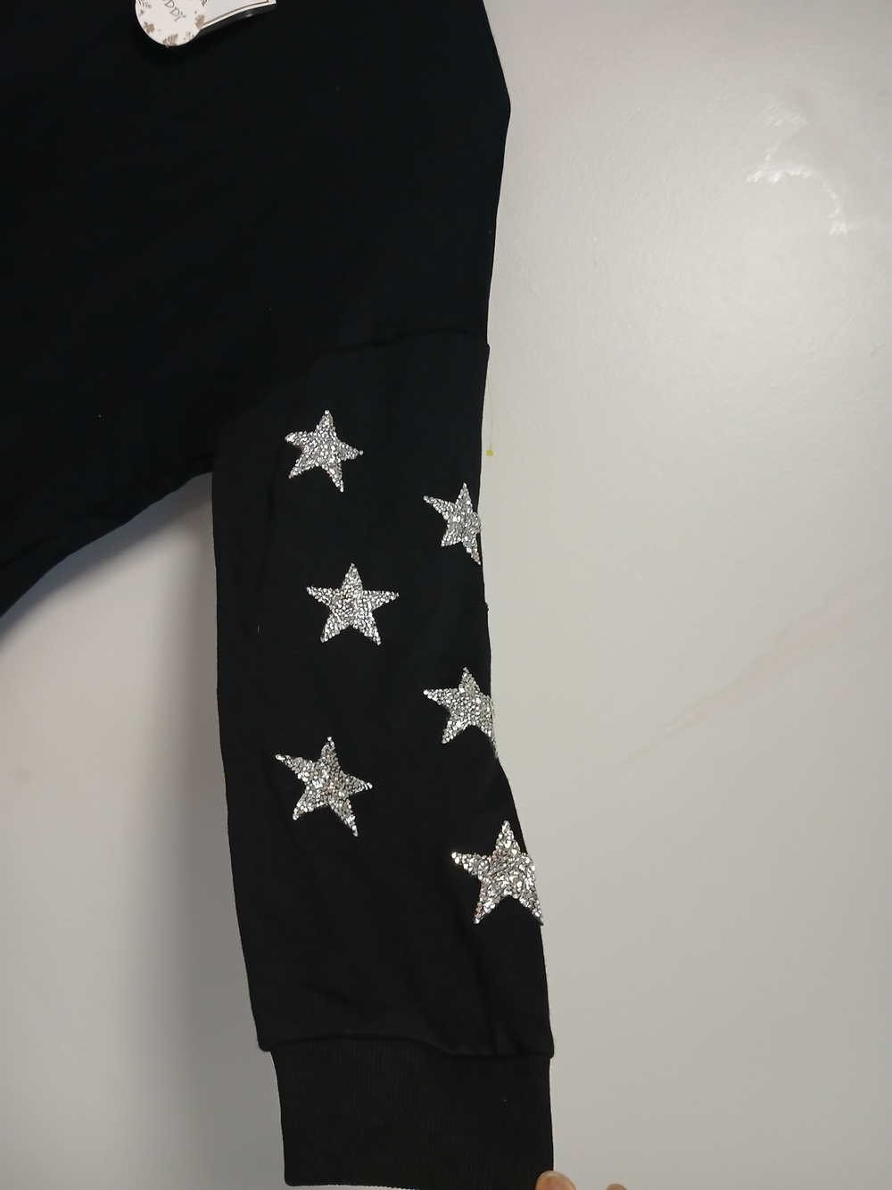 ODDY Black Sweatshirt with Silver Sequin Stars - Picture 4 of 4